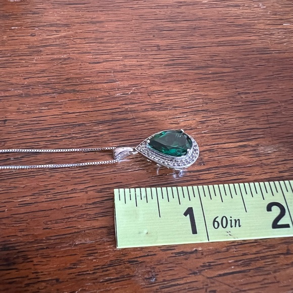 Sofia Vergara Sterling Pear Shaped Simulated Emerald Diamond Necklace & Earrings - Picture 10 of 16